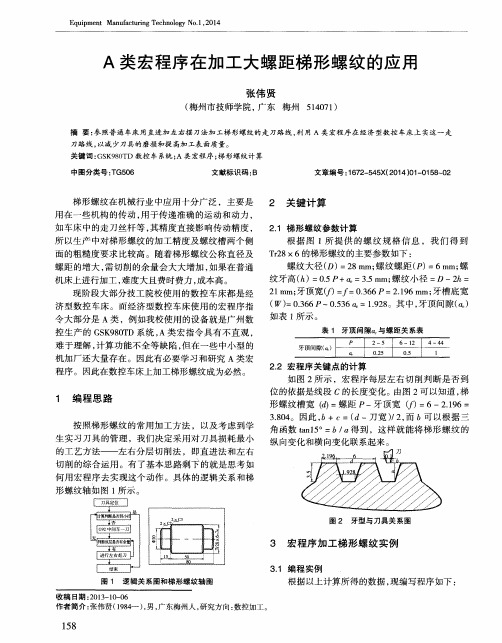 A类宏程序在加工大螺距梯形螺纹的应用