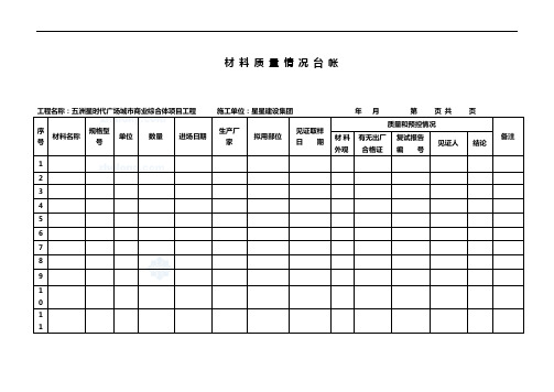 工程台账记录文稿表格