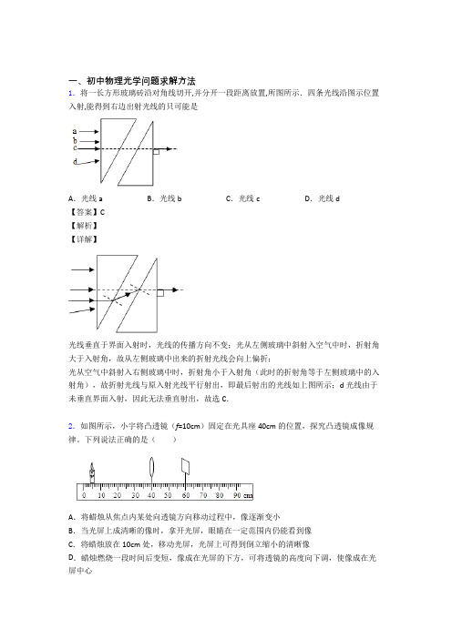 中考物理压轴题专题复习—光学问题求解方法的综合及答案