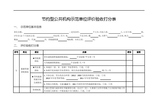 节约型公共机构示范单位评价验收打分表