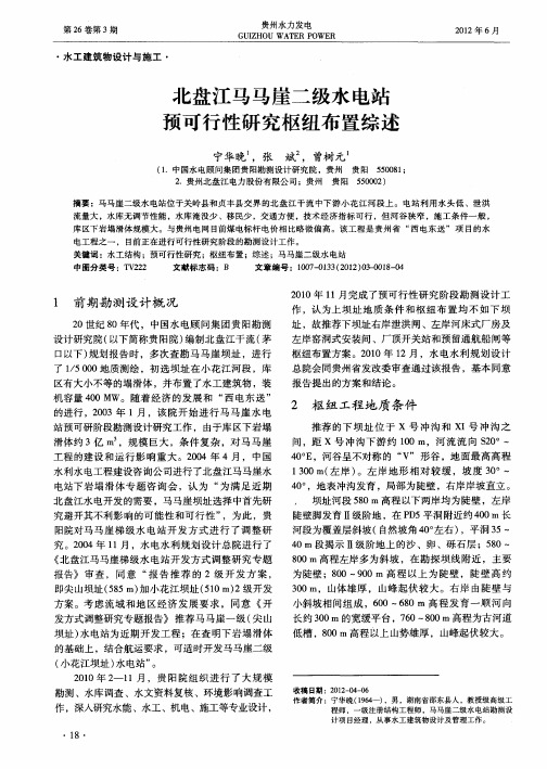 北盘江马马崖二级水电站预可行性研究枢纽布置综述