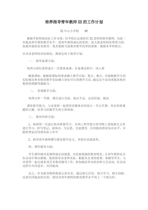 培养指导青年教师计划、记录、总结doc