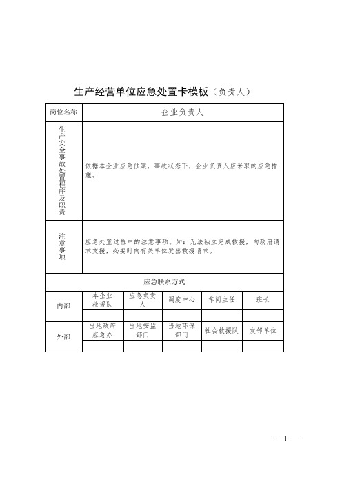 生产经营单位应急处置卡模板