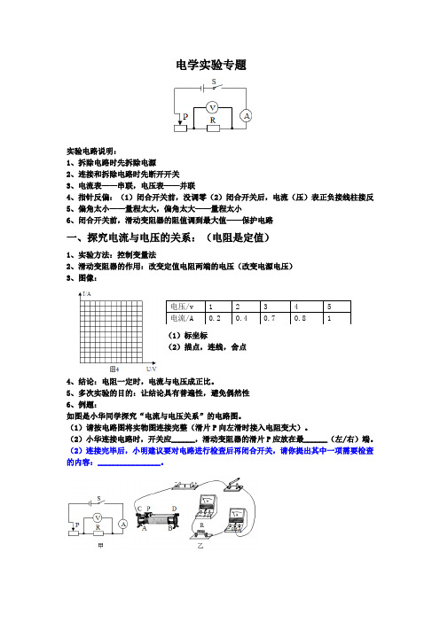 初三物理电学实验专题