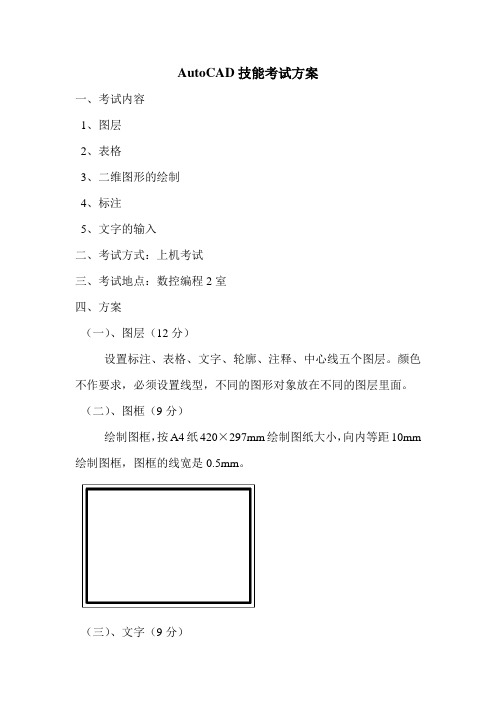 AutoCAD技能考试方案