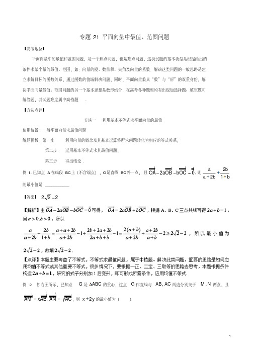 高考数学专题21平面向量中最值范围问题黄金解题模板-含答案