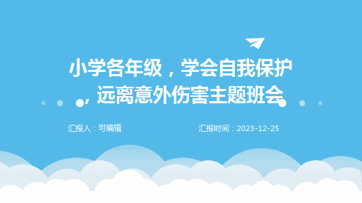 小学各年级, 学会自我保护,远离意外伤害,主题班会ppt