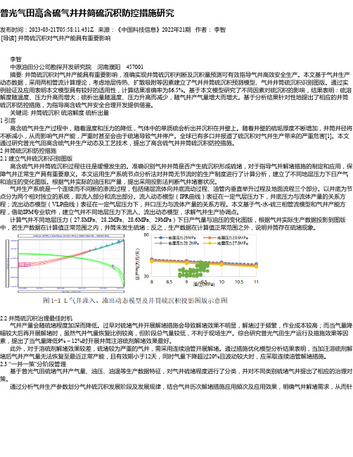 普光气田高含硫气井井筒硫沉积防控措施研究