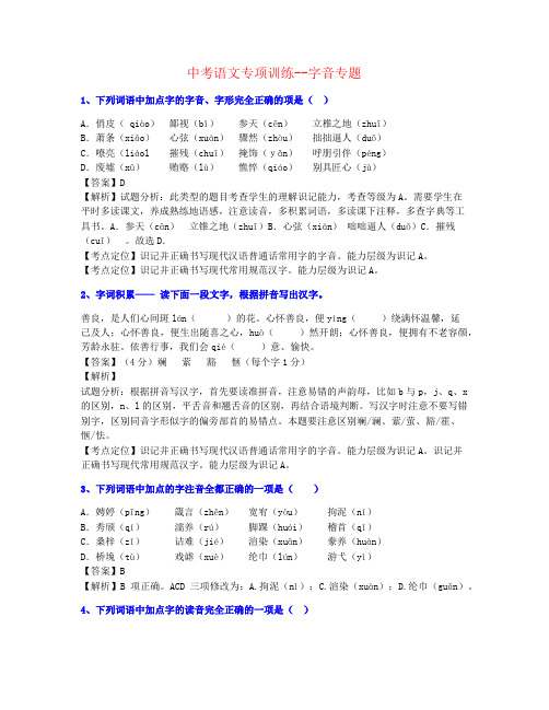 【个人整理】2021年四川中考语文字音练习重点资料