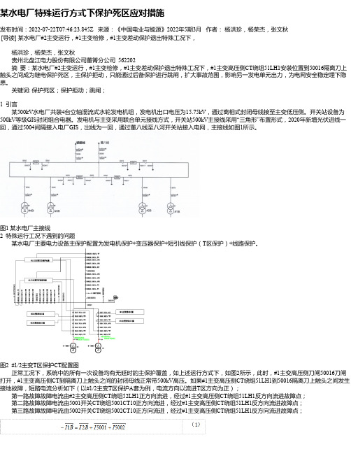 某水电厂特殊运行方式下保护死区应对措施