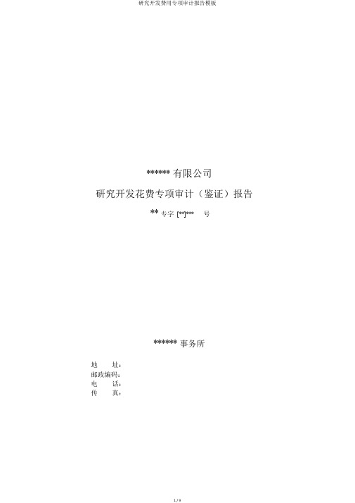 研究开发费用专项审计报告模板