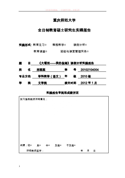 07大堰河——我的保姆课例分析实践报告