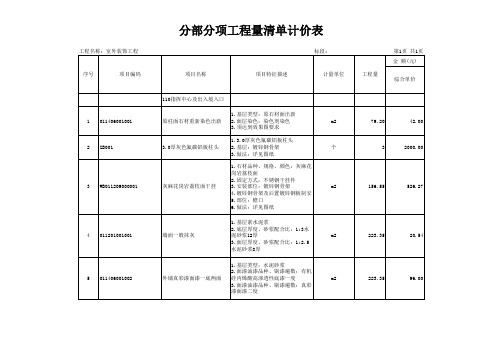 维修改造工程：室外装饰工程工程量清单