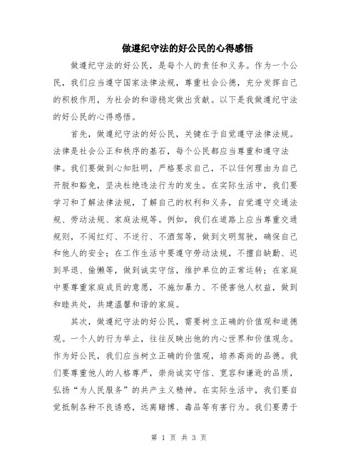 做遵纪守法的好公民的心得感悟