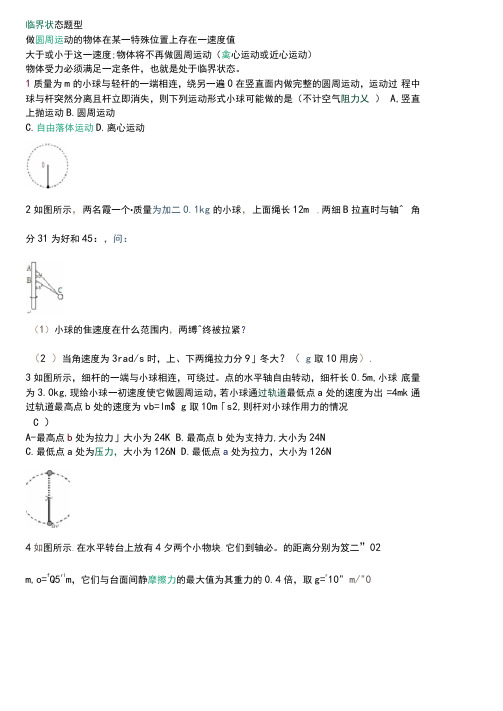 圆周运动-临界问题习题