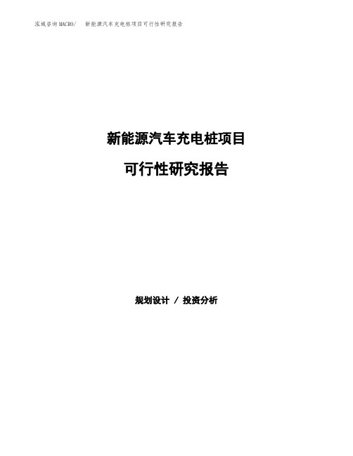 新能源汽车充电桩项目可行性研究报告模板及范文