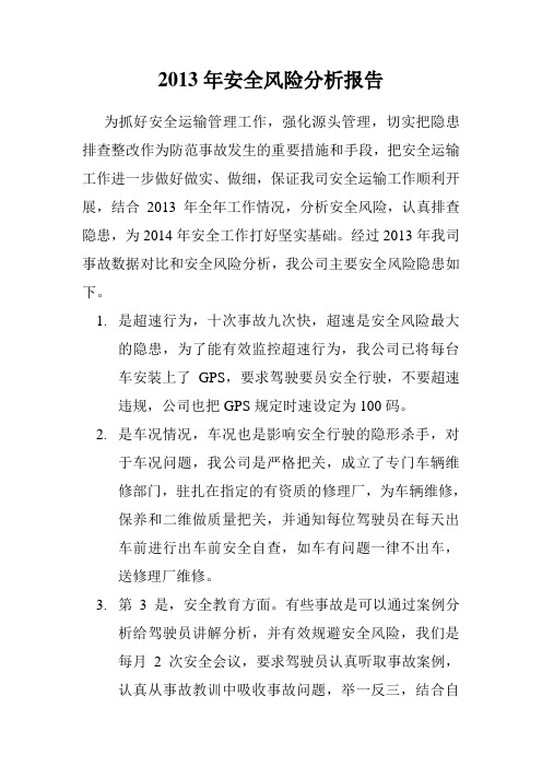 2013年安全风险分析报告