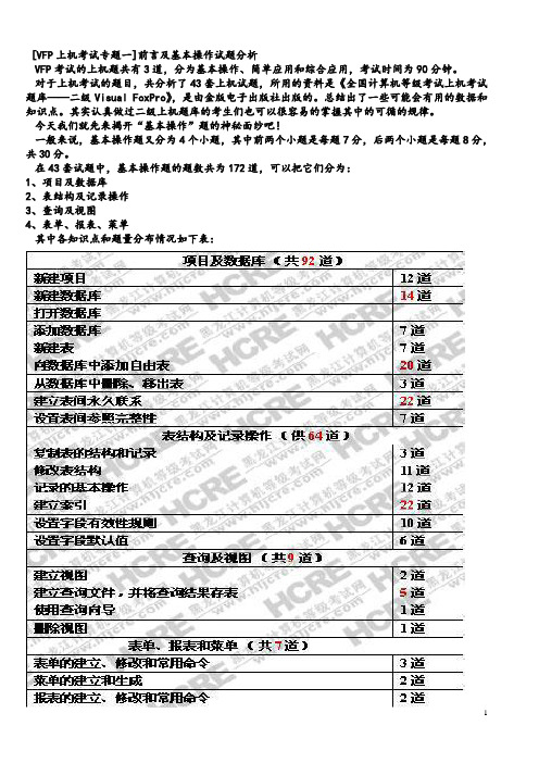 VFP上机考试基本操作试题分析