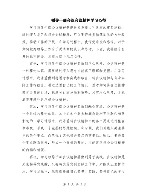 领导干部会议会议精神学习心得