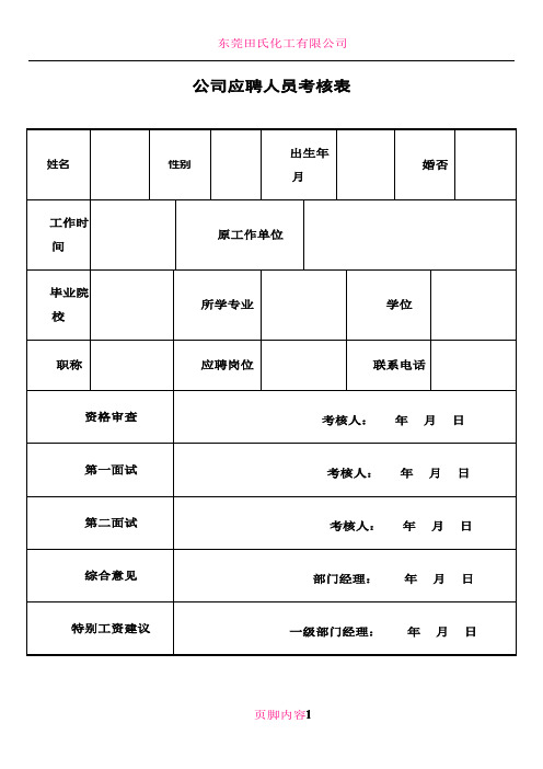 HR-PM-039公司应聘人员考核表