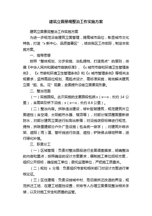 建筑立面景观整治工作实施方案