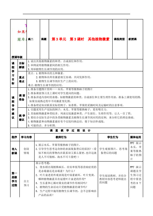 高中生物.3其他植物激素  公开课教案 新人教必修3  