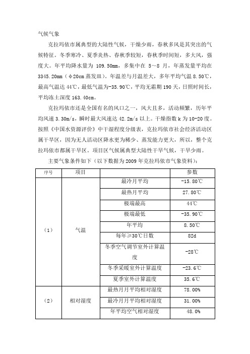 克拉玛依气候气象资料