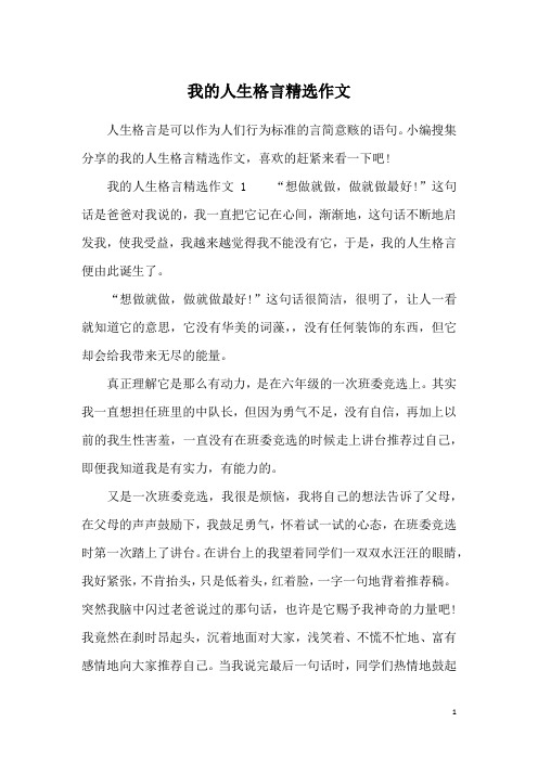 我的人生格言精选作文