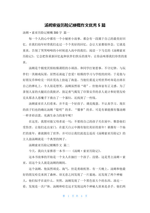 汤姆索亚历险记梗概作文优秀5篇