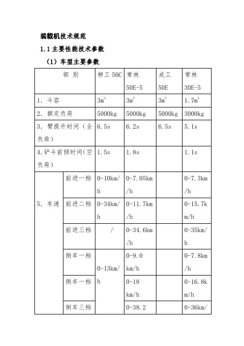 装载机技术规范