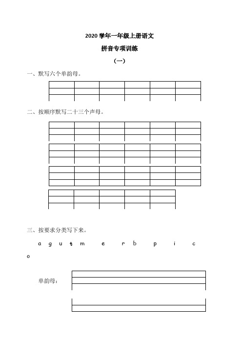 (2020年一年级上册语文)拼音专项训练(含答案)