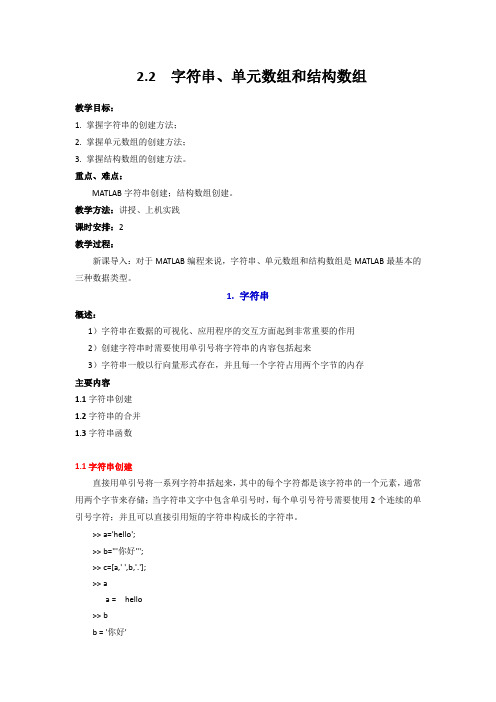 Matlab字符串、单元数组和结构数组