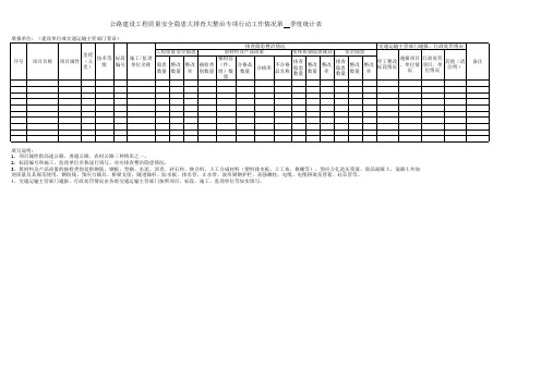 公路建设工程质量安全隐患大排查大整治专项行动统计表 (2)