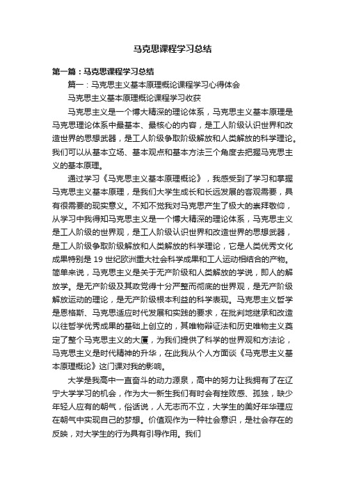 马克思课程学习总结