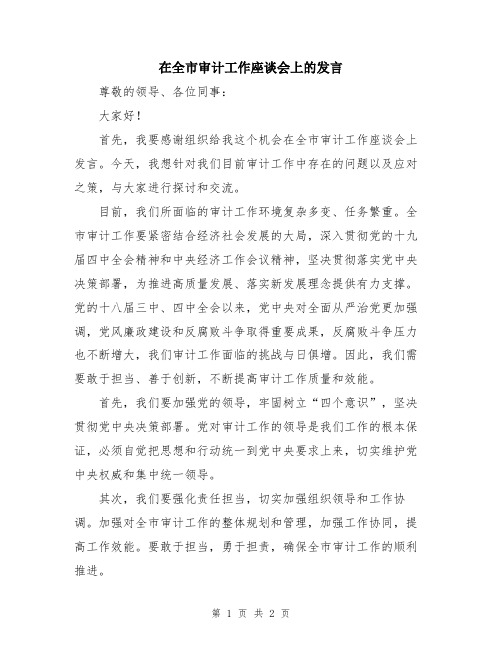 在全市审计工作座谈会上的发言