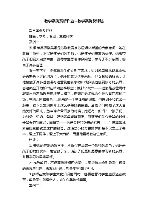 教学案例赏析作业--教学案例及评述