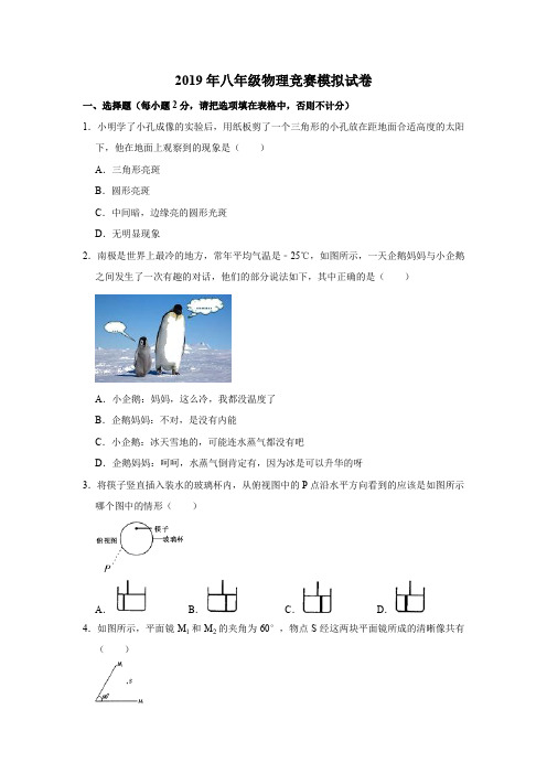 2019年八年级物理竞赛复赛模拟试卷解析版