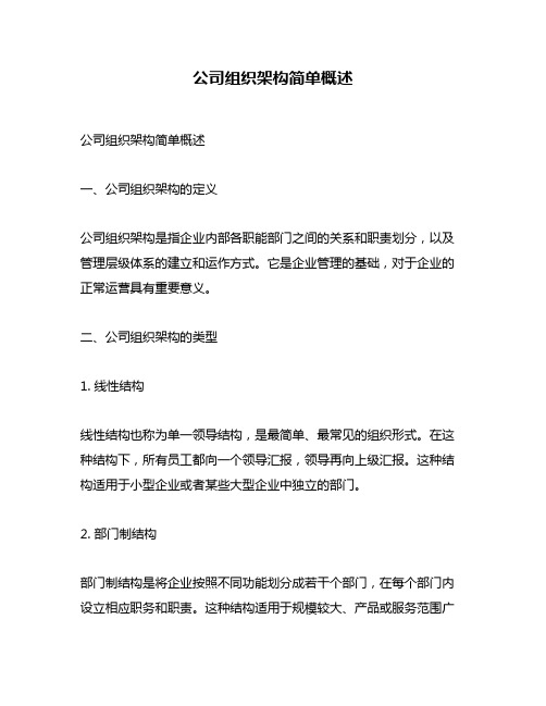 公司组织架构简单概述