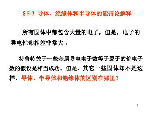 固体物理学：5-3  导体、绝缘体和半导体的能带论解释