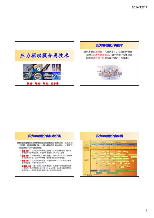 分离科学IV-压力驱动分离技术