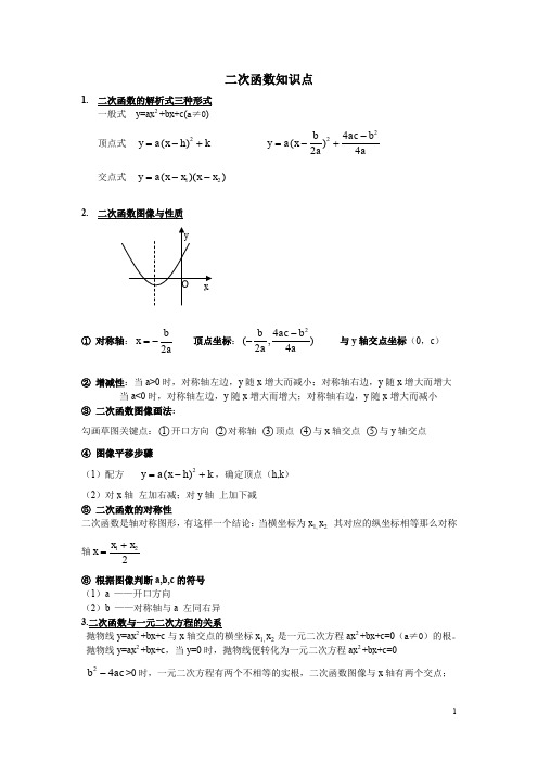 二次函数知识点及习题集(内容全部)