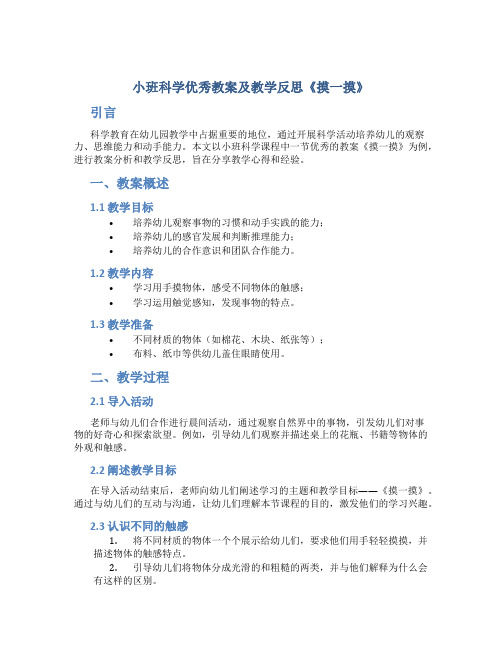 小班科学优秀教案及教学反思《摸一摸》