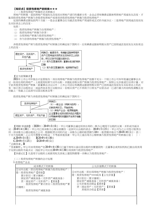 注会CPA：投资性房地产的转换知识点总结(会计)