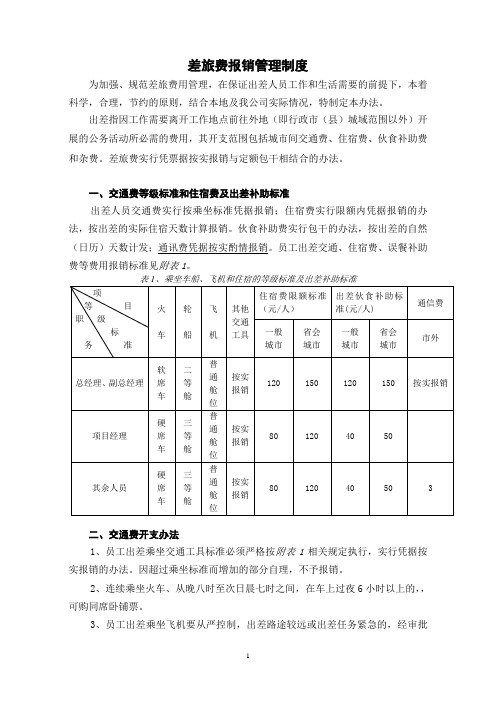 差旅费报销管理制度