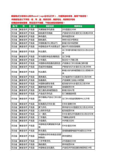 2020新版河北省秦皇岛市卢龙县手机店工商企业公司商家名录名单联系电话号码地址大全126家