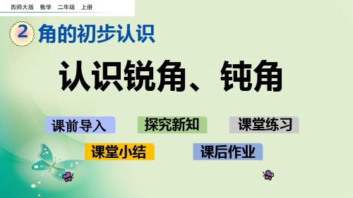 二年级上册数学课件-2.2 认识锐角、钝角西师大版 (共29张PPT) 课件 