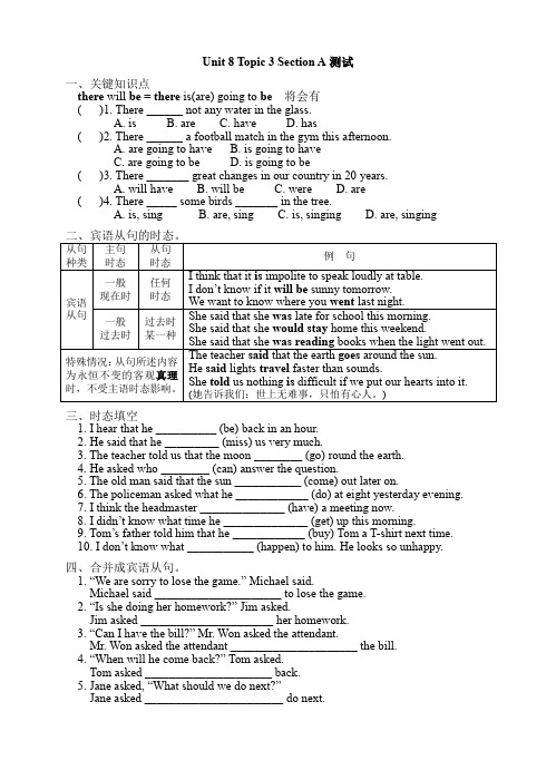 仁爱英语八年级下册Unit 8 Topic 3 Section A测试