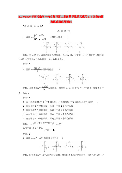 2019-2020年高考数学一轮总复习第二章函数导数及其应用2.7函数的图象课时跟踪检测理