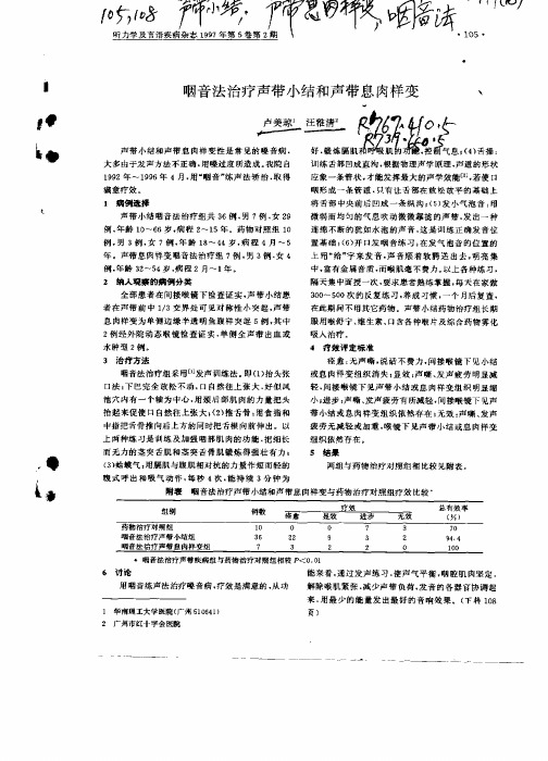 咽音法治疗声带小结和声带息肉样变