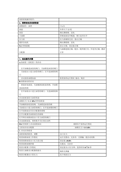 润滑系统操作程序